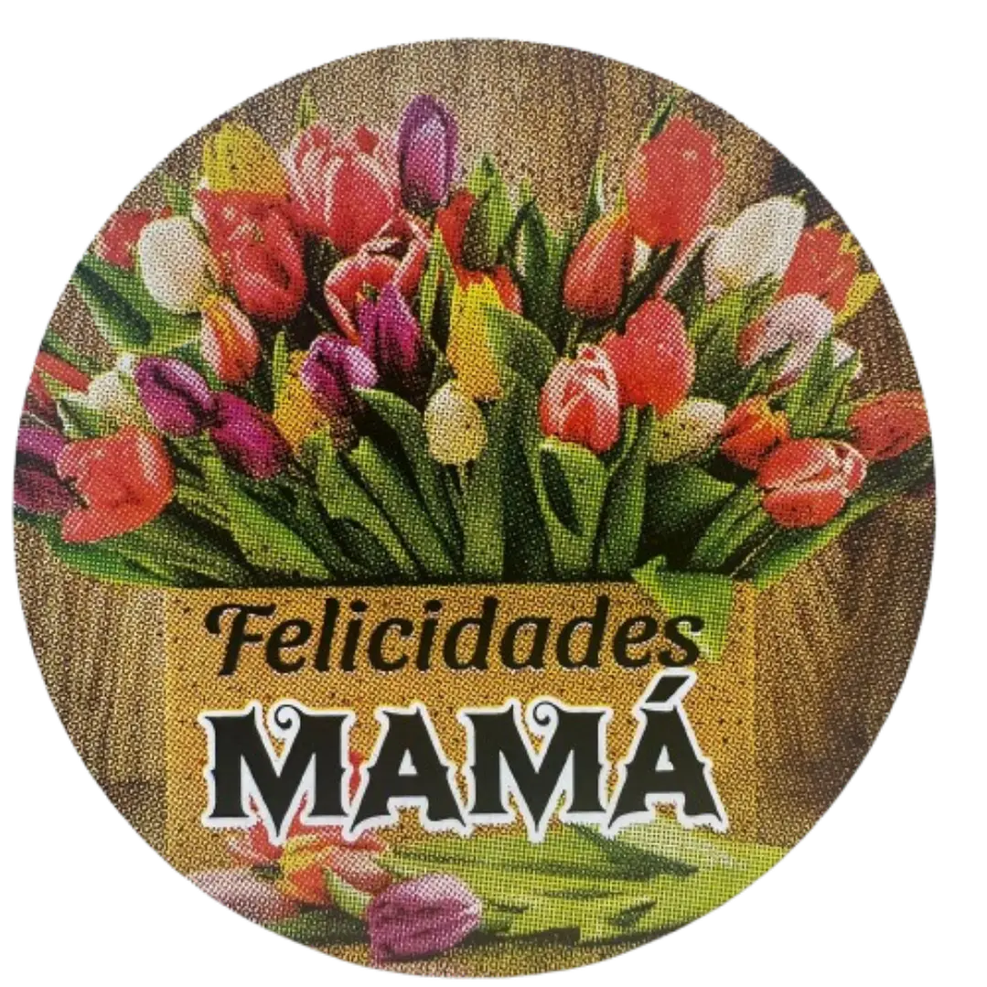 Sticker Feliz Dia Mama B 100un 38mm 4