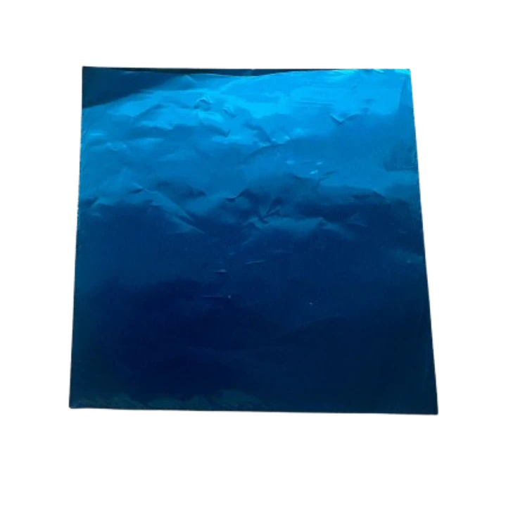 Papel Aluminio Para Bombon Azul 100un 10x10cm 1