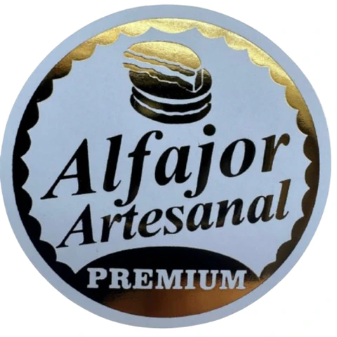 Sticker Alfajor Blanco Dorado 100un 38mm