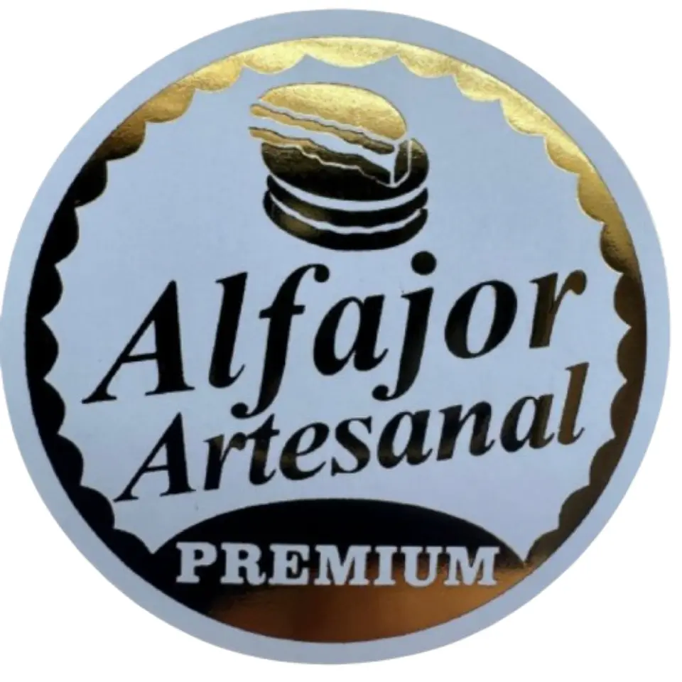 Sticker Alfajor Blanco Dorado 100un 38mm 1