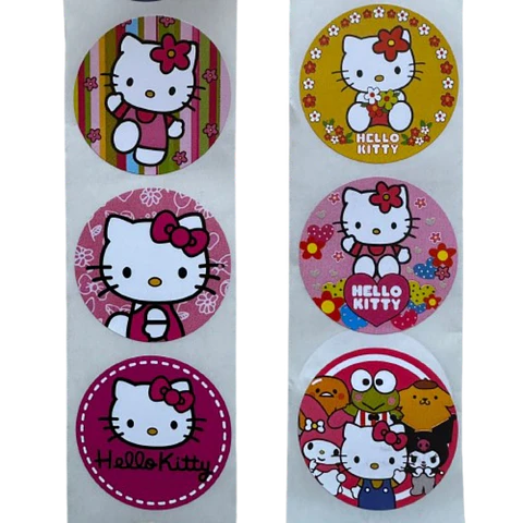 Sticker Hello Kitty 6 Diseños 100un 38mm