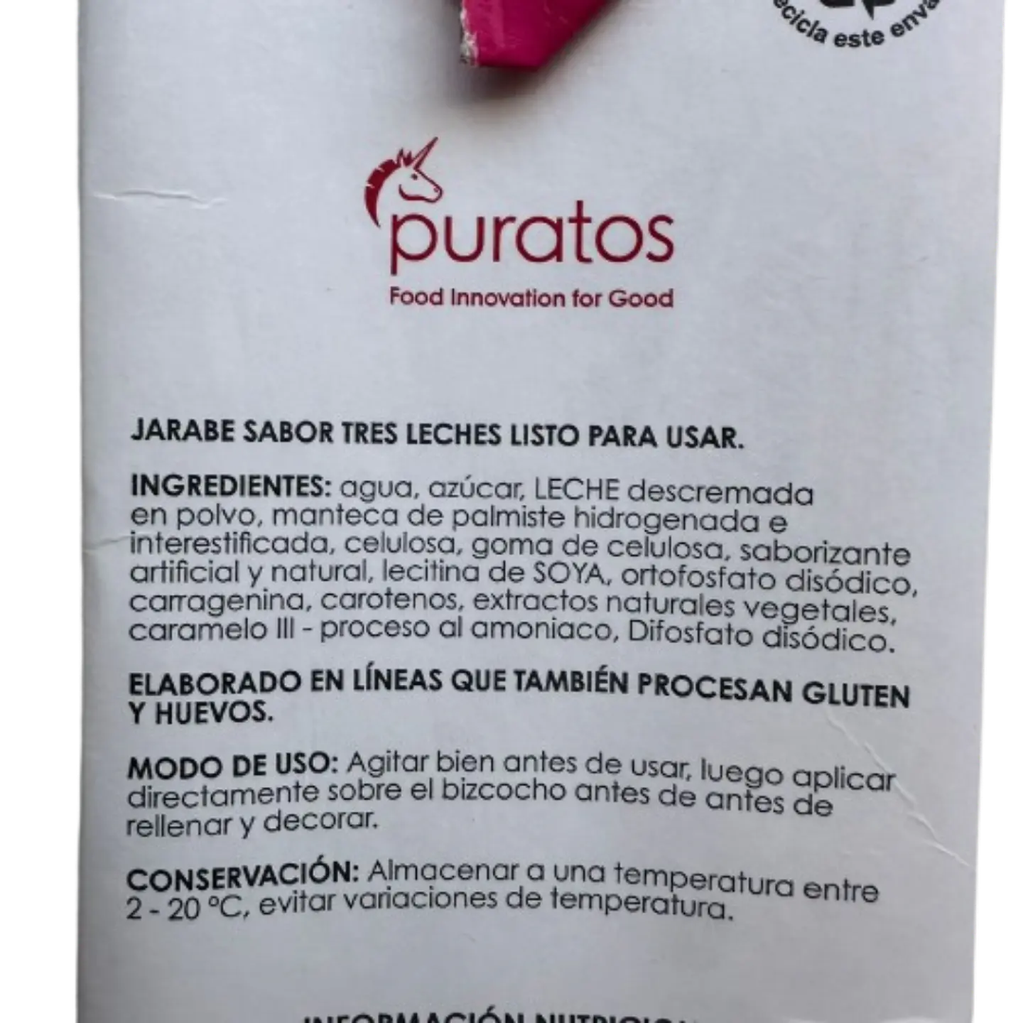 Remojo Liquido Tres Leches Dulcerio Puratos 1L 3