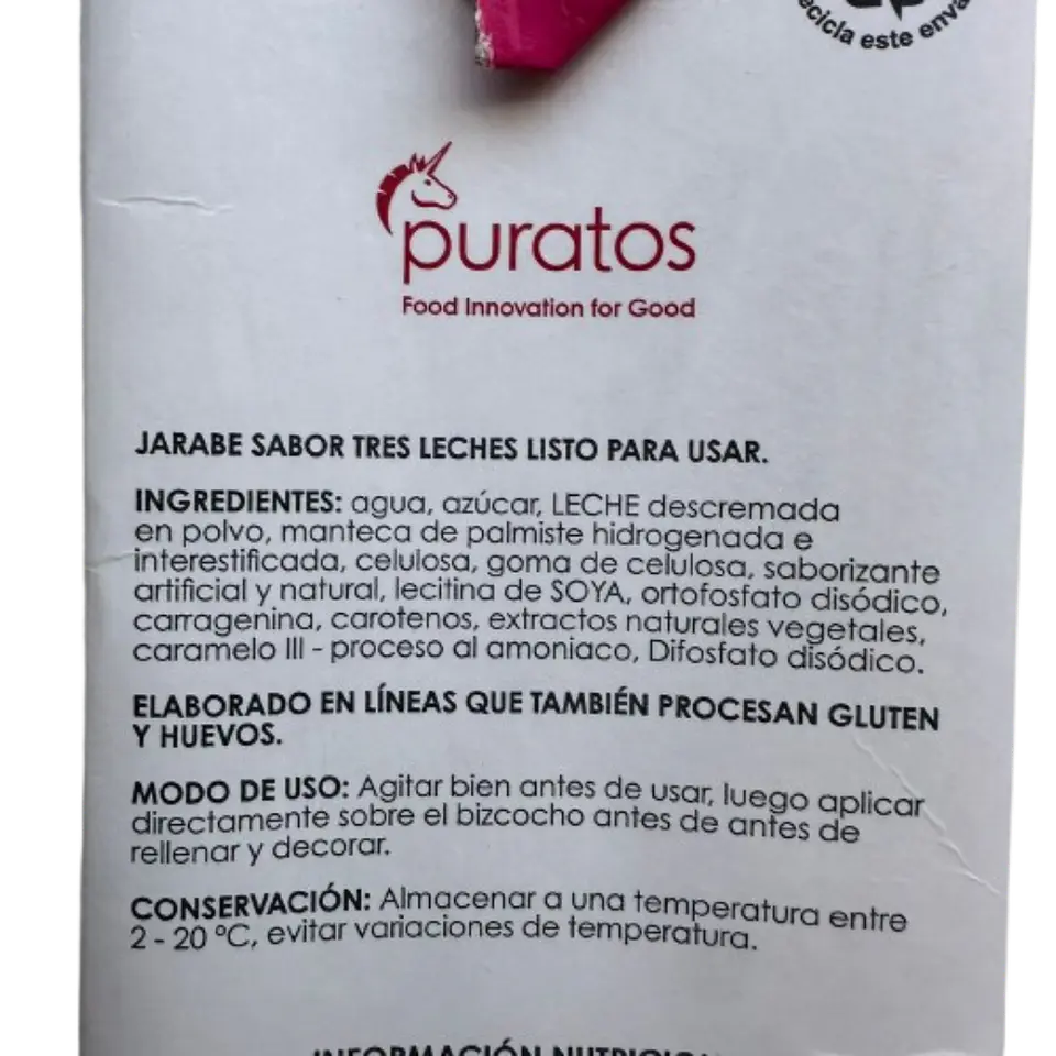 Remojo Liquido Tres Leches Dulcerio Puratos 1L 3