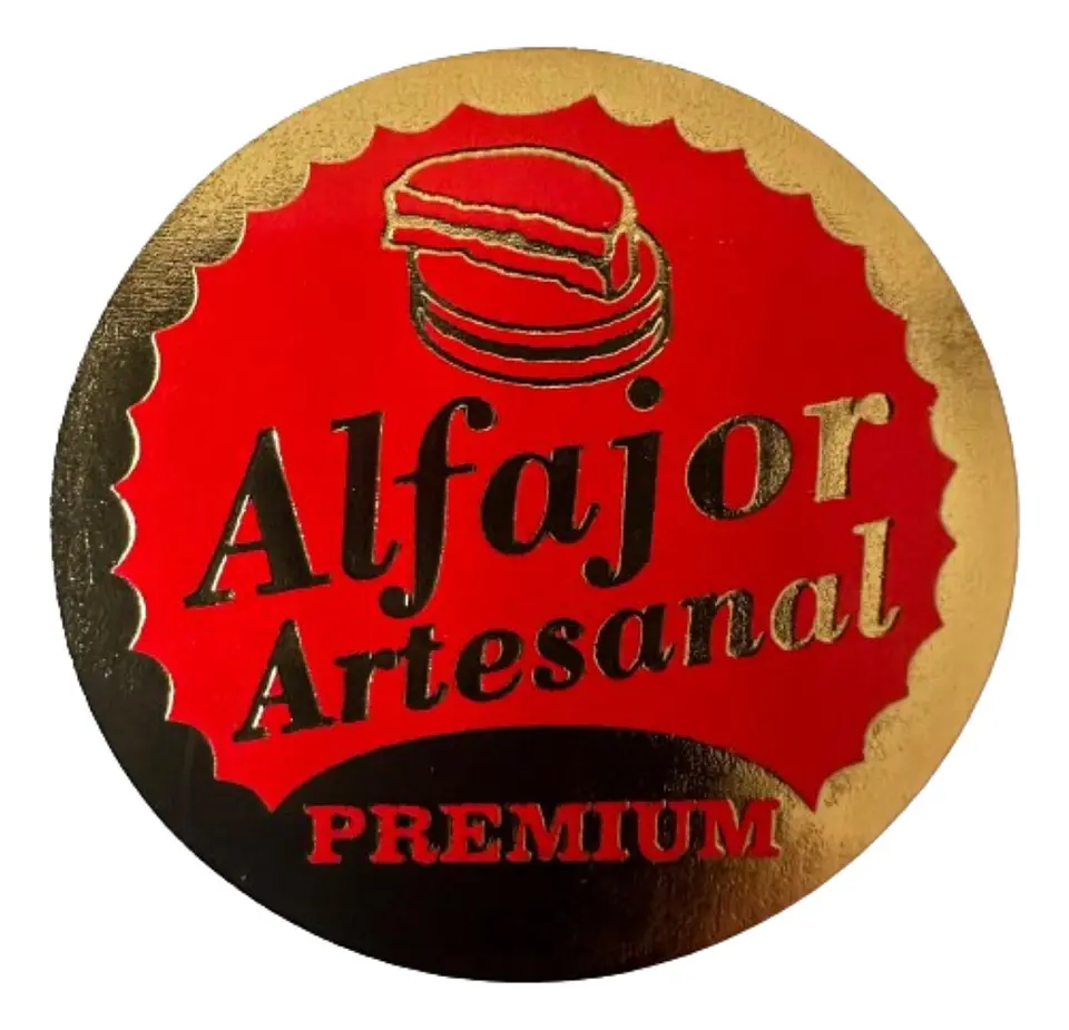 Sticker Alfajor Rojo-Dorado 100un 38mm 1