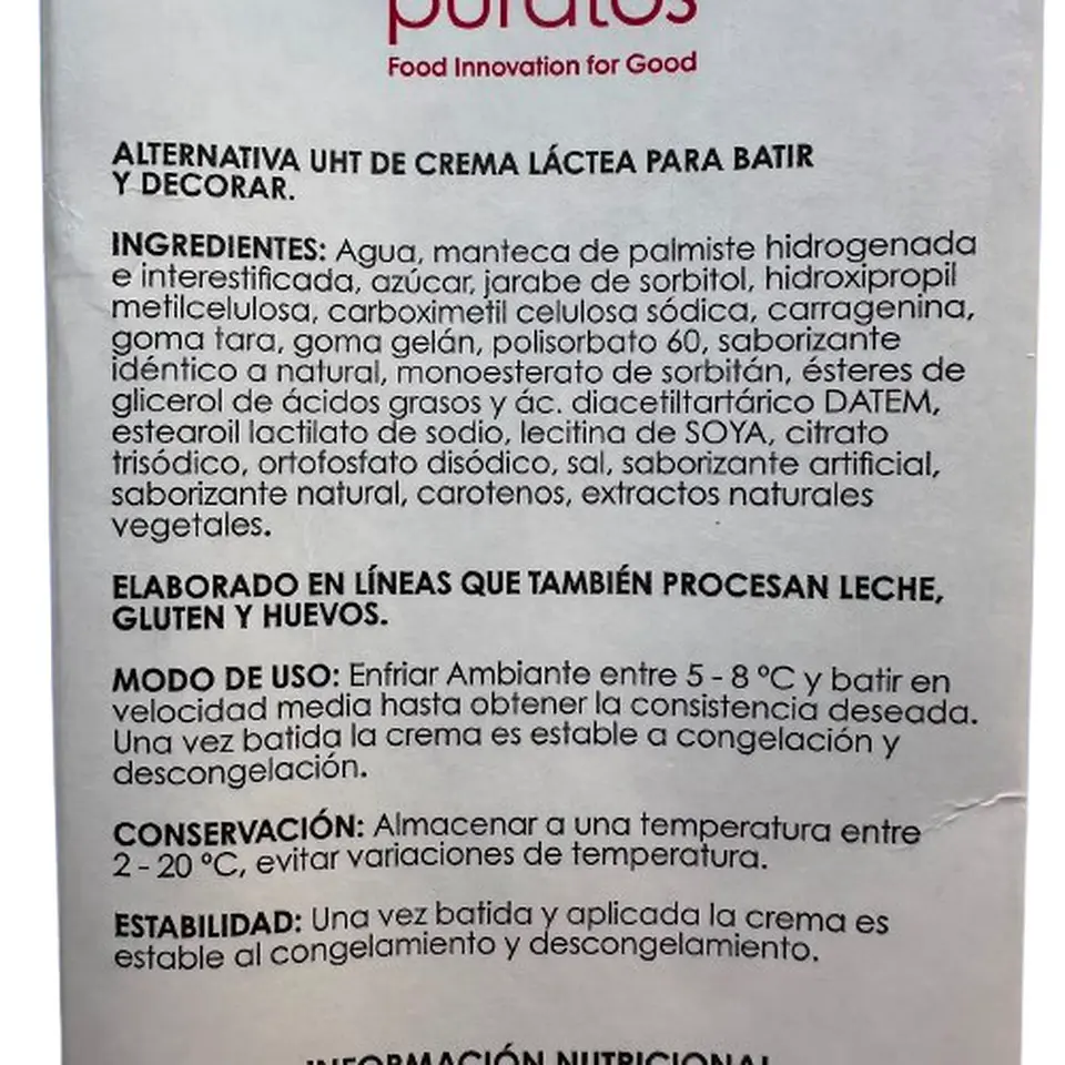 Crema Vegetal Para Batir Ambiante Puratos 1L 2