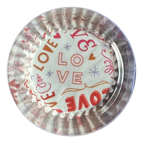Capsulas Mini Cupcake Diseño C Love 100un E75xIn35mm