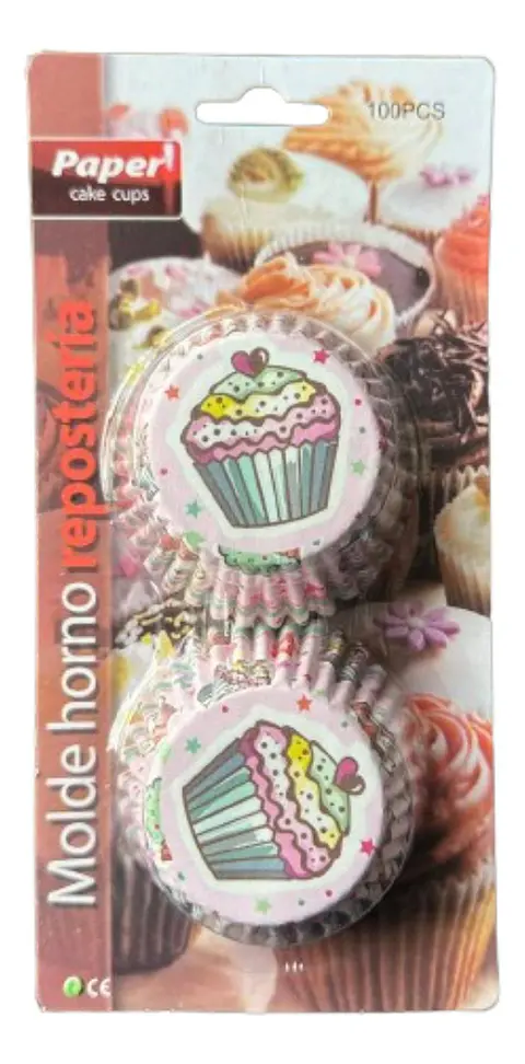 Capsulas Cupcake Diseño G Pastel 100un E110xIn52mm