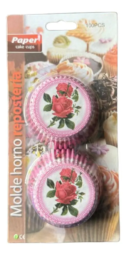 Capsulas Cupcake Diseño F Rosa-Tallo 100un E110xIn52mm