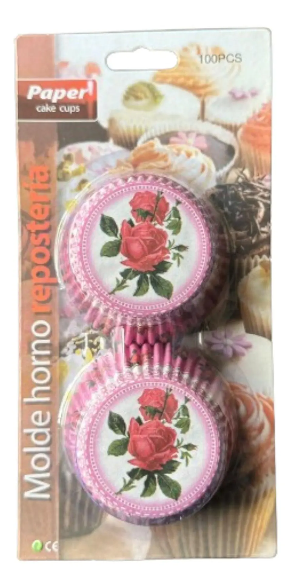 Capsulas Cupcake Diseño F Rosa-Tallo 100un E110xIn52mm 1