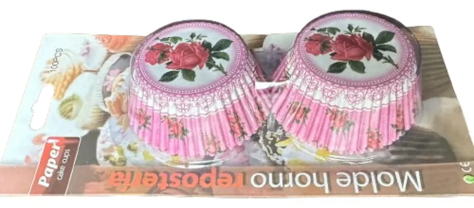 Capsulas Cupcake Diseño F Rosa-Tallo 100un E110xIn52mm 2