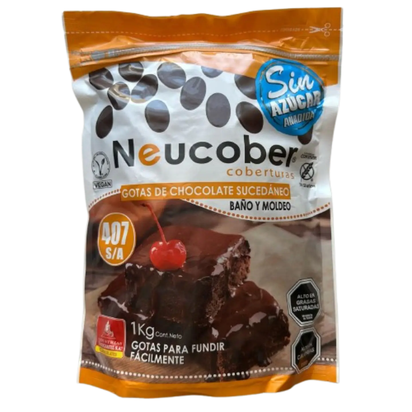 Cobertura Chocolate 407SA Semiamargo Sin Azucar Neucober 1kg 1