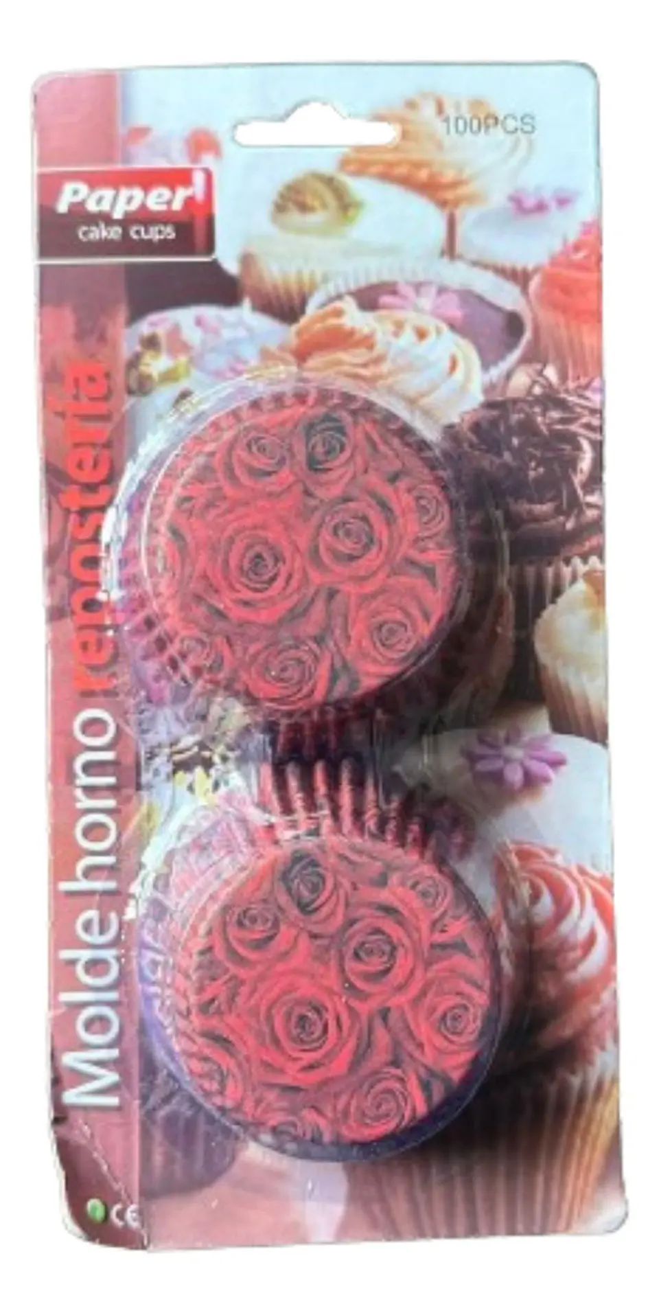 Capsulas Cupcake Diseño H Rosas 100un E110xIn52mm 1