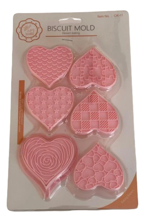 Cortador Galletas Corazones Estampados 6 Diseños
