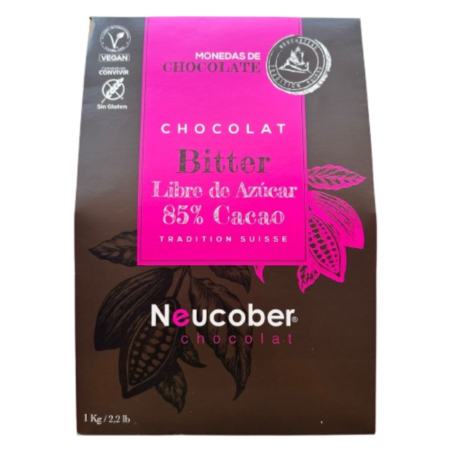 Chocolate 85% Cacao Amargo Sin Azucar Monedas Neucober 1kg