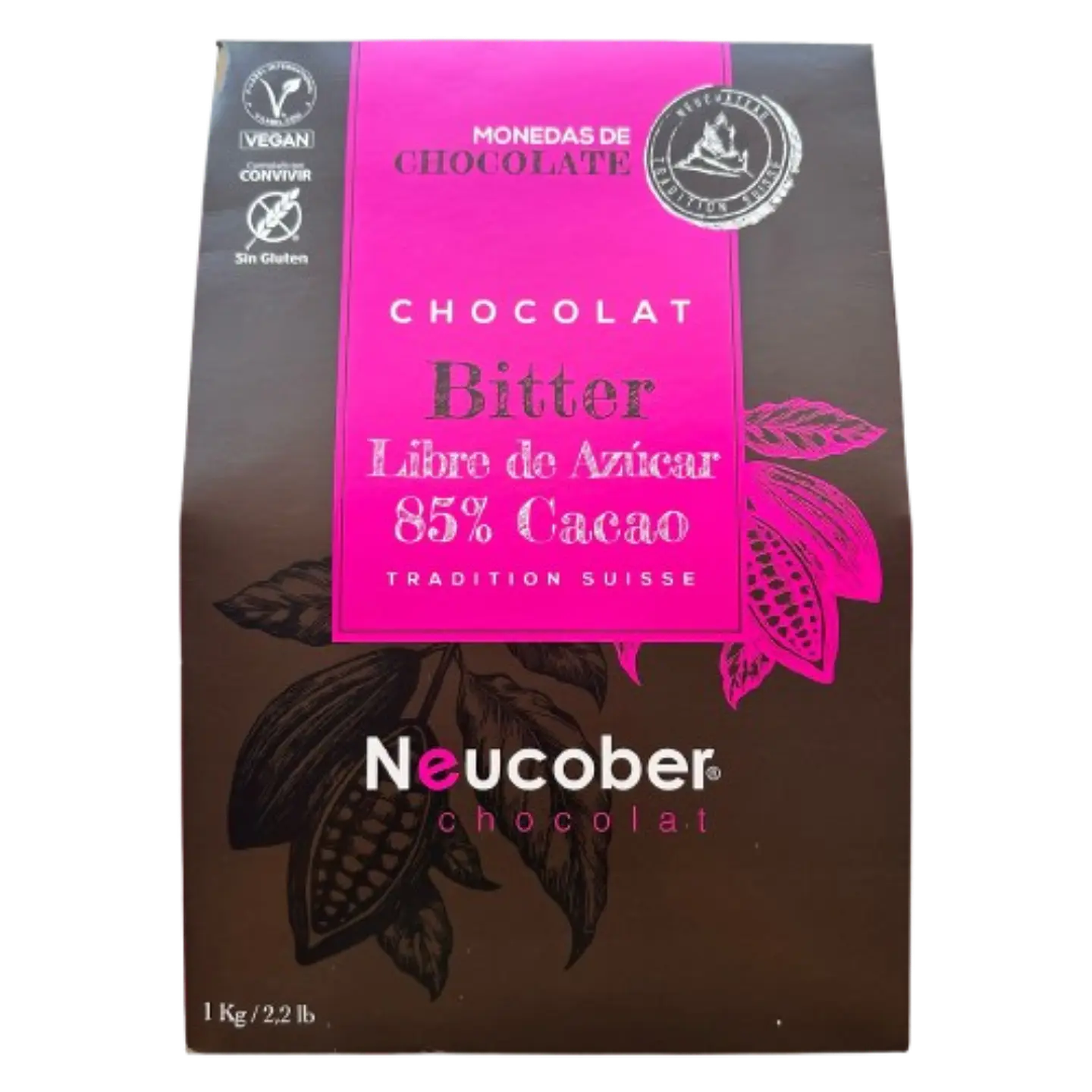Chocolate 85% Cacao Amargo Sin Azucar Monedas Neucober 1kg 1