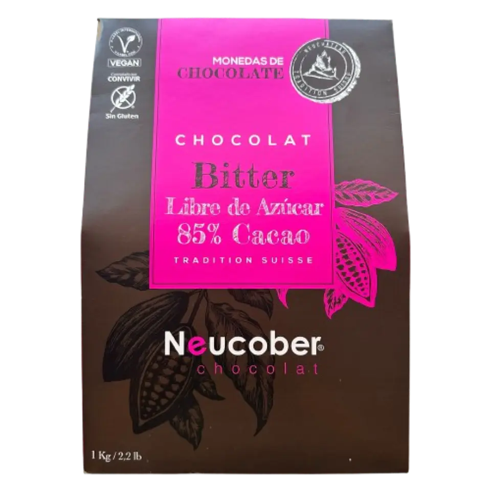 Chocolate 85% Cacao Amargo Sin Azucar Monedas Neucober 1kg 1
