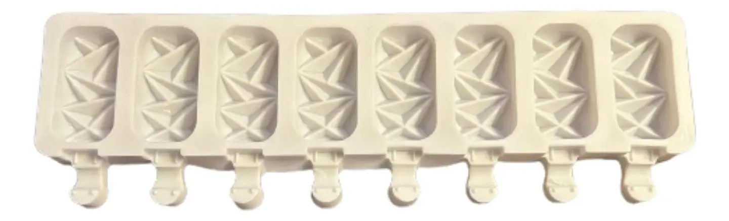 Molde Silicona Para 8 Helados Diseño Triangulos 3D 1