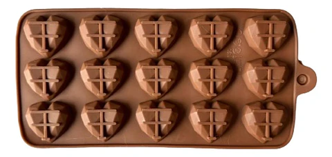 Molde Silicona Corazones Chocolate 15 Cavidades 10,5x22cm