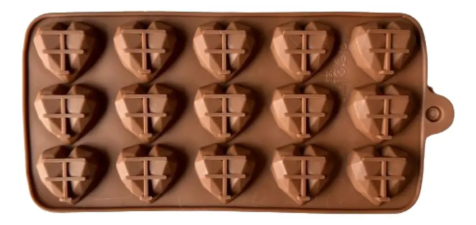 Molde Silicona Corazones Chocolate 15 Cavidades 10,5x22cm 1