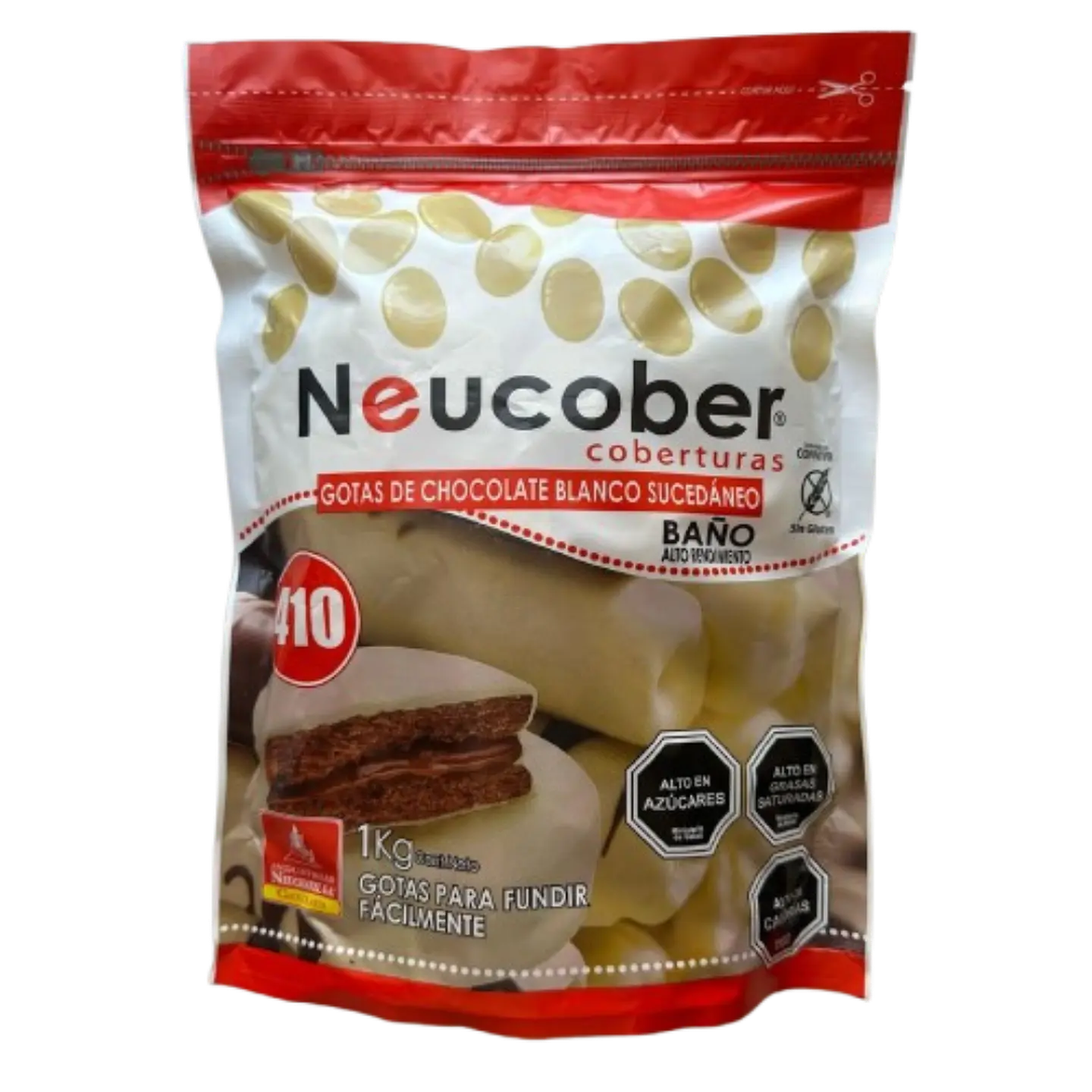Cobertura Chocolate 410 Blanco Gotas Neucober 1kg 1
