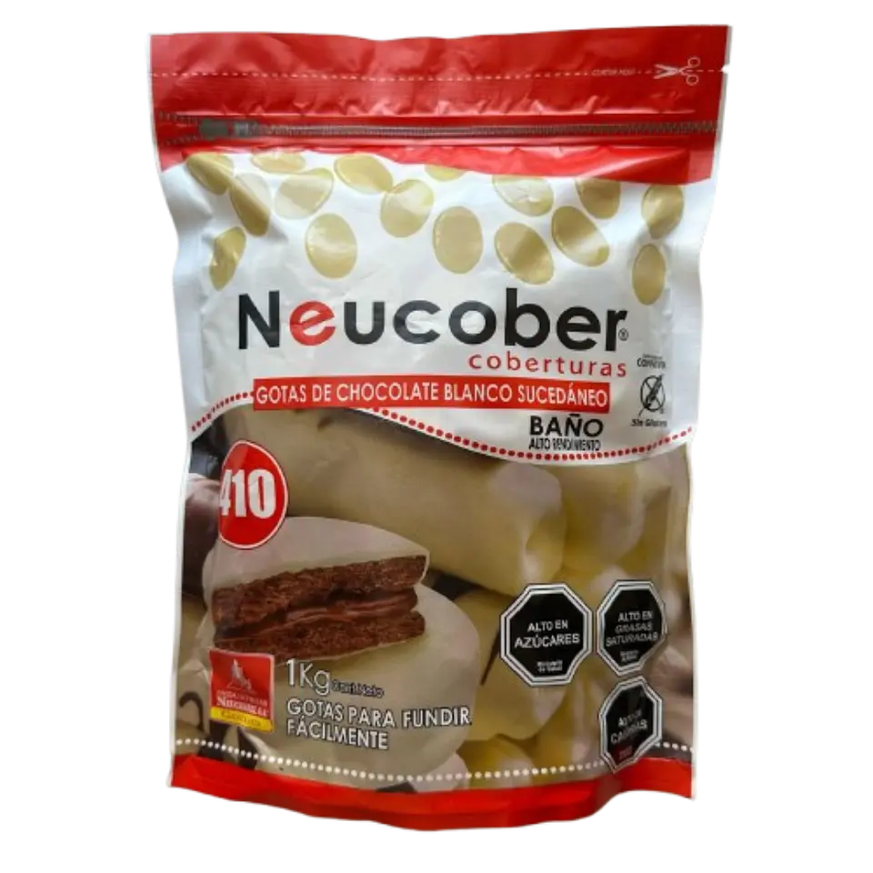 Cobertura Chocolate 410 Blanco Gotas Neucober 1kg 1