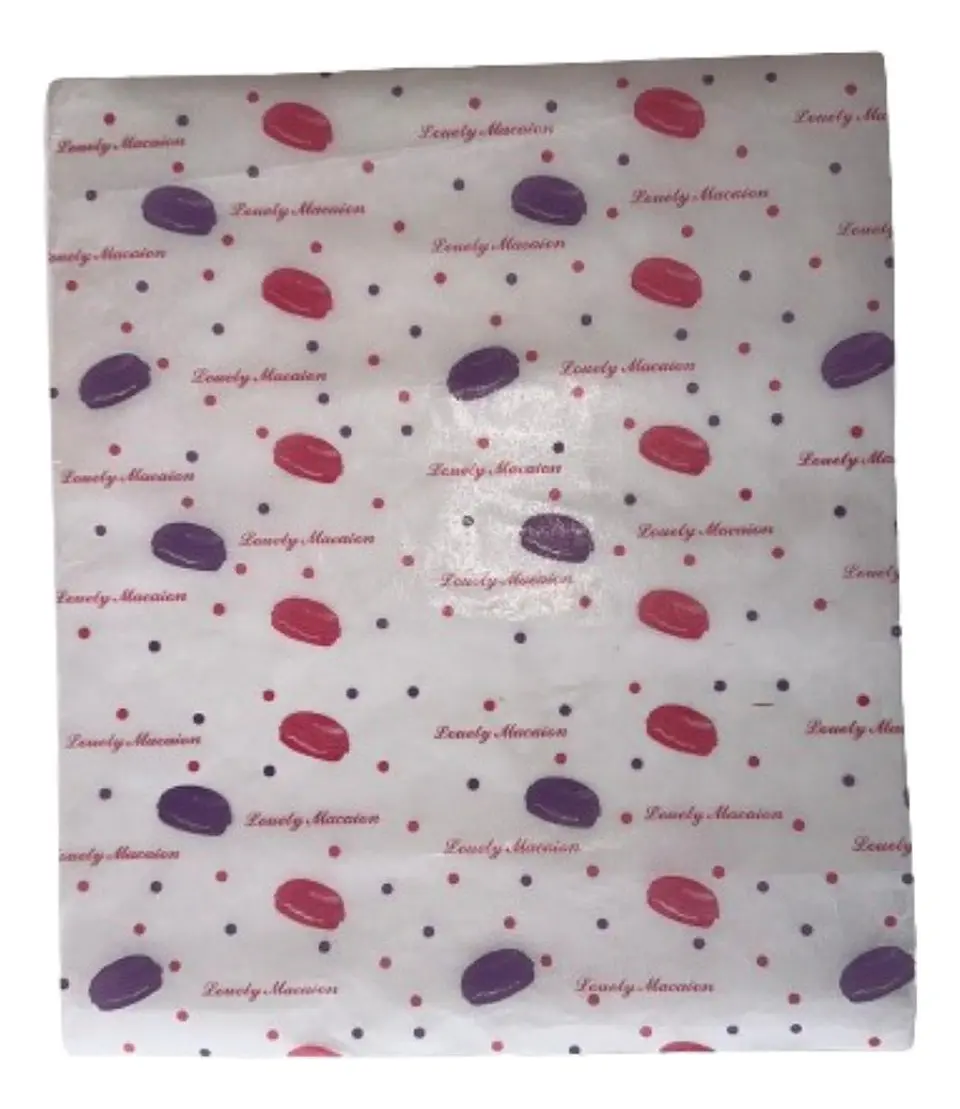Pack 10 Hojas Papel Mantequilla Diseño Macarron 25x21cm 1