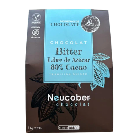 Chocolate 60% Cacao Amargo Sin Azucar Monedas Neucober 1kg