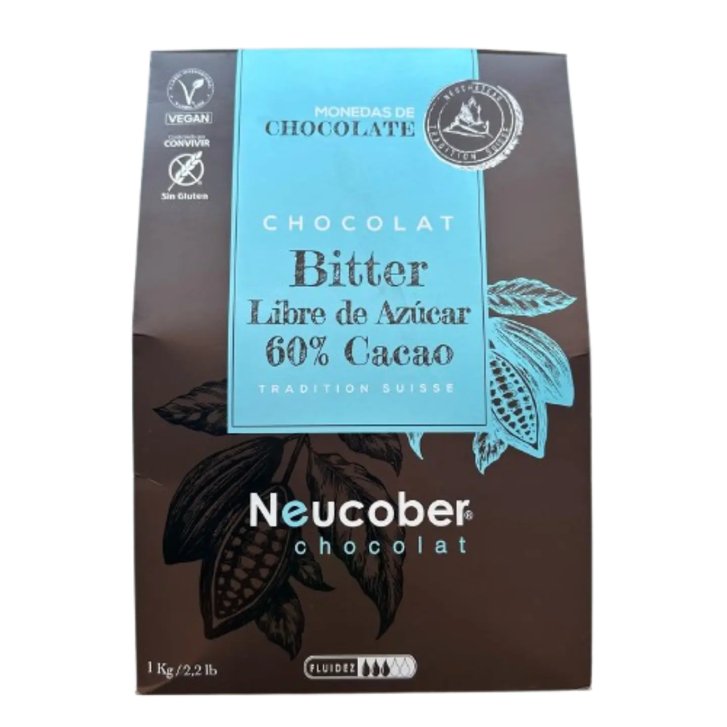 Chocolate 60% Cacao Amargo Sin Azucar Monedas Neucober 1kg 1
