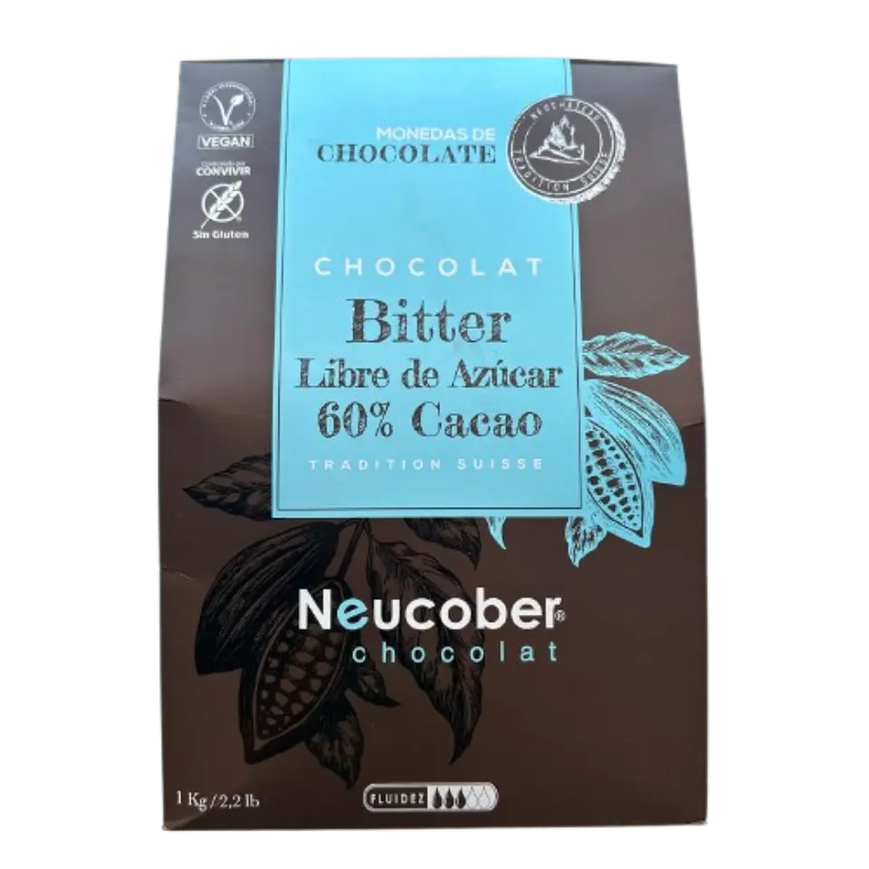 Chocolate 60% Cacao Amargo Sin Azucar Monedas Neucober 1kg 1