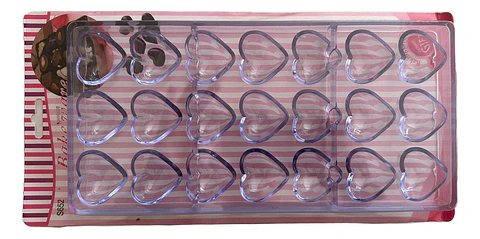 Molde Acrilico Para Chocolate Corazones 21 Cavidades