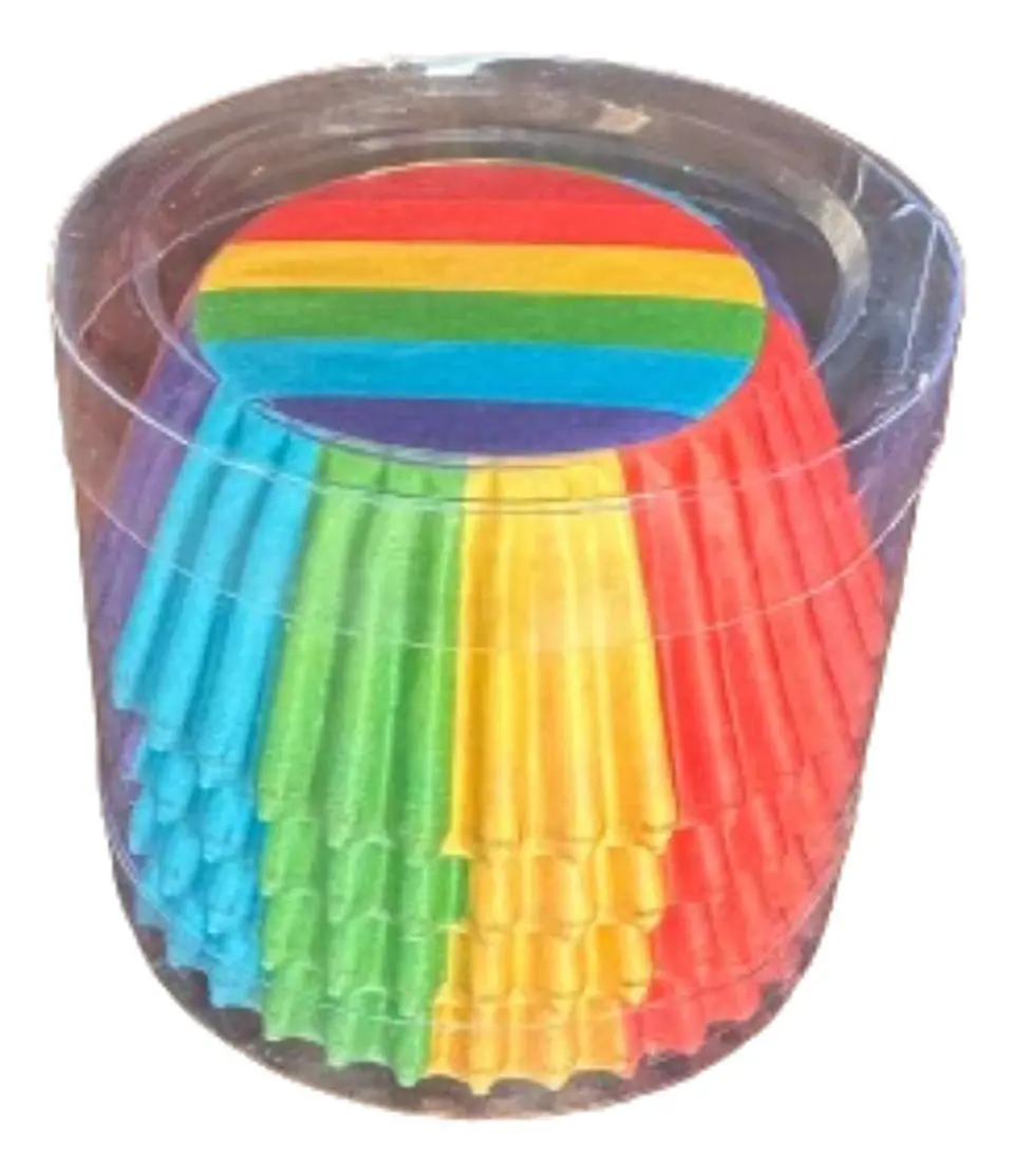 Capsulas Mini Cupcake Diseño B Arcoiris 100un E75xIn35mm 2