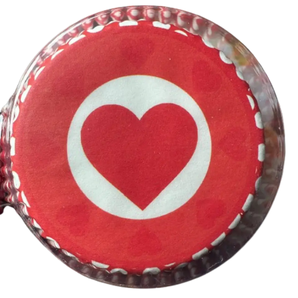 Capsulas Cupcake Diseño J Corazon Rojo 100un E110xIn52mm 1