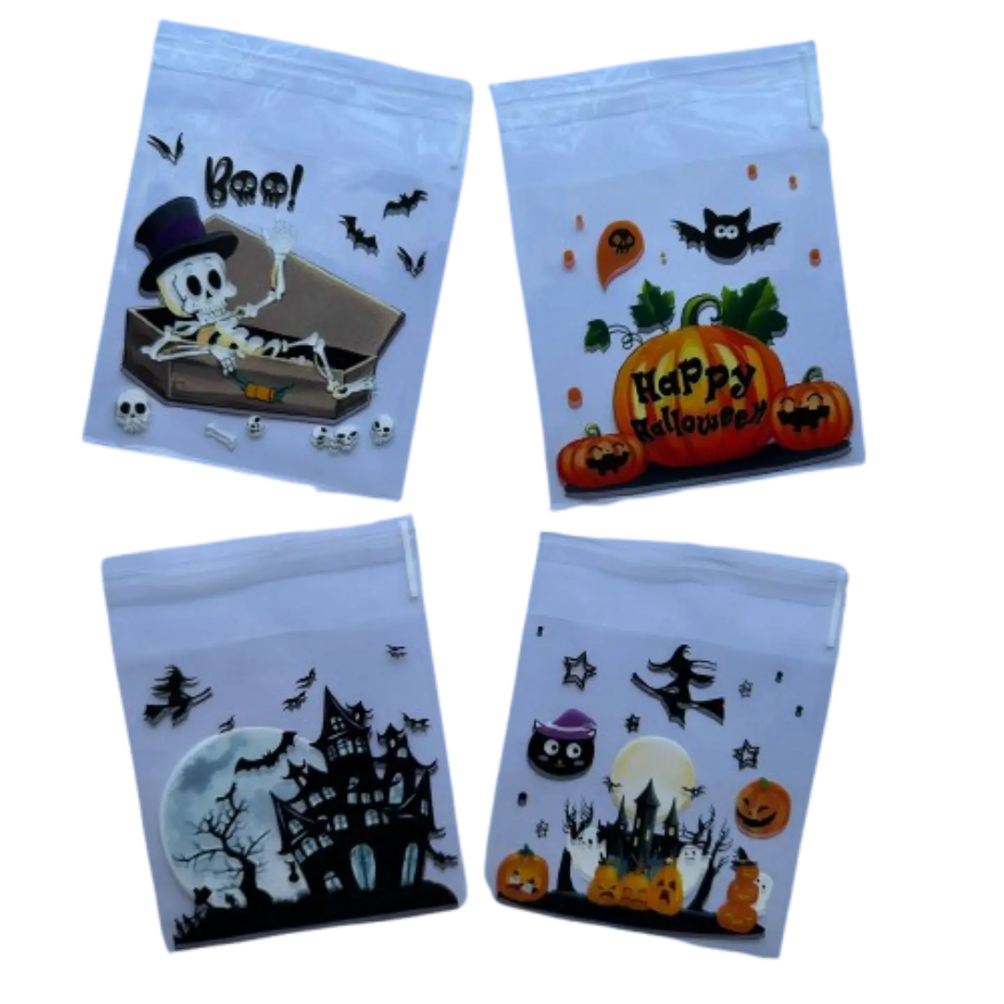 Bolsas Halloween A Celofan Autoadhesivas 100un 10x10+2cm 1