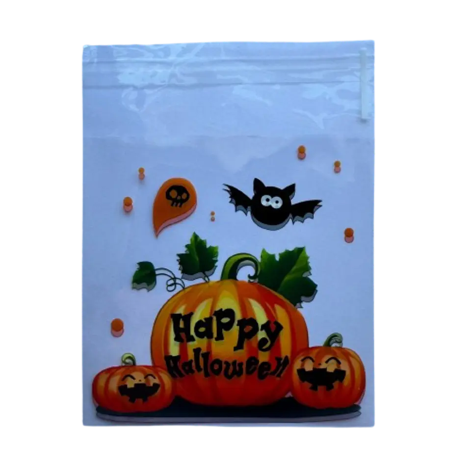 Bolsas Halloween A Celofan Autoadhesivas 100un 10x10+2cm 4