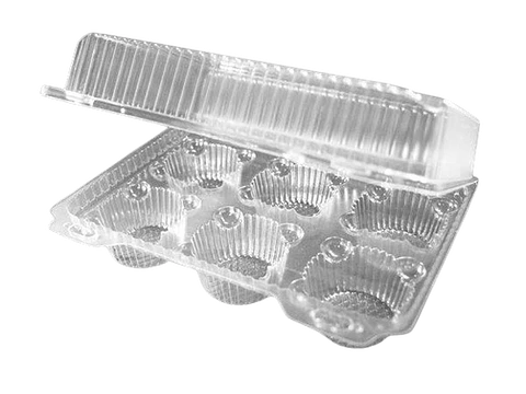 Pack 5 Caja Plastica Para 6 Muffin Cupcake 23x15x8,5cm