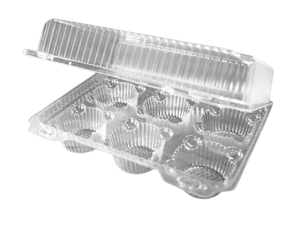 Pack 5 Caja Plastica Para 6 Muffin Cupcake 23x15x8,5cm 1