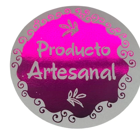 Sticker Producto Artesanal Fucsia 100un 38mm