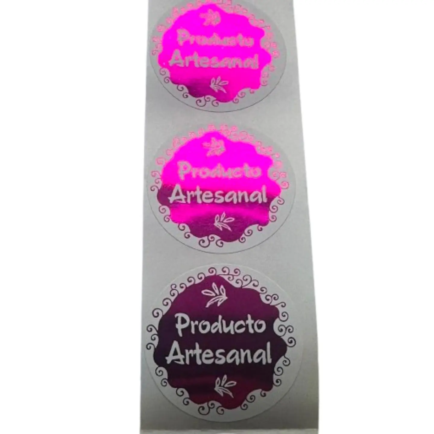 Sticker Producto Artesanal Fucsia 100un 38mm 2