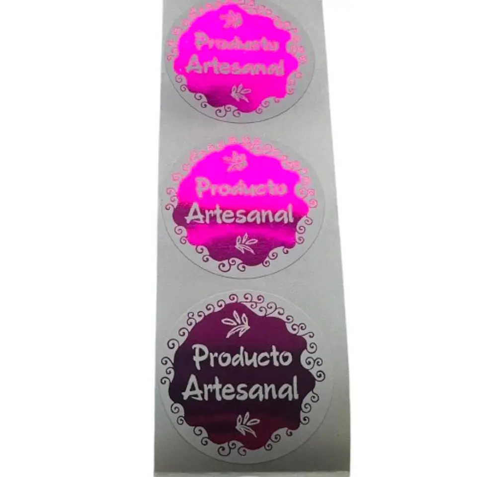 Sticker Producto Artesanal Fucsia 100un 38mm 2