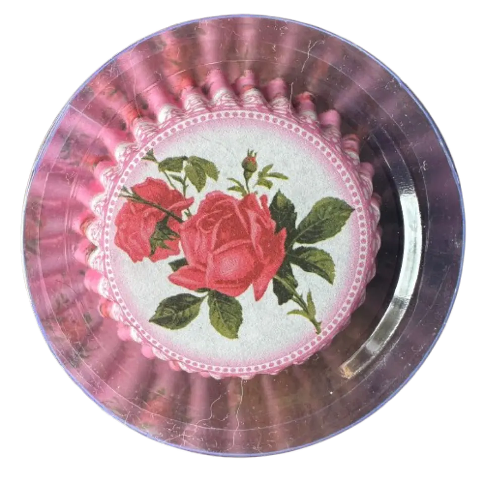 Capsulas Mini Cupcake Diseño L Rosa Tallo 100un E75xIn35mm 1