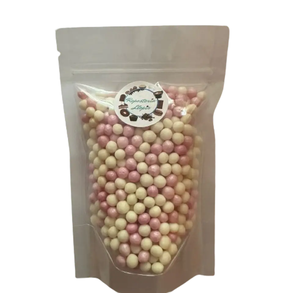 Bolitas De Cereal Blanco Rosado Bañadas En Chocolate 80g 1
