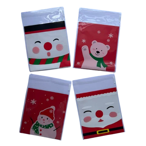 Bolsas Navidad A Celofan Autoadhesivas 100un 10x10+2cm