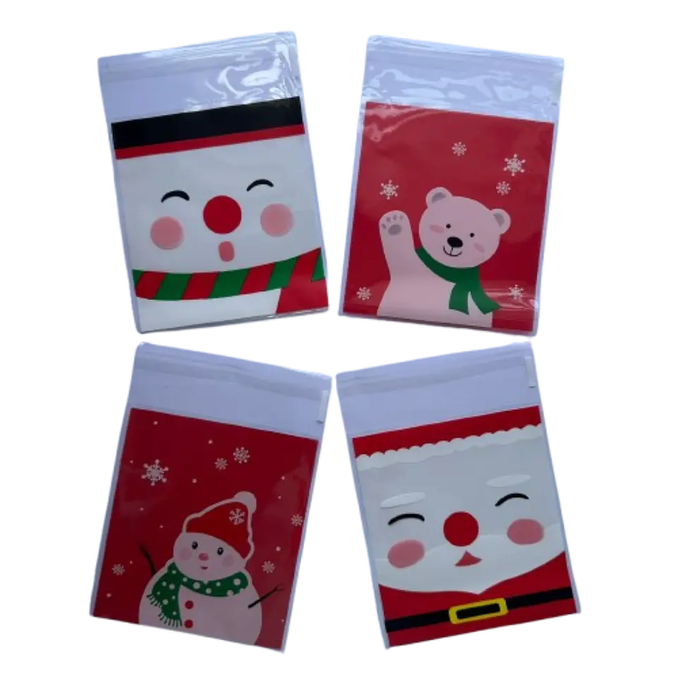 Bolsas Navidad A Celofan Autoadhesivas 100un 10x10+2cm 1