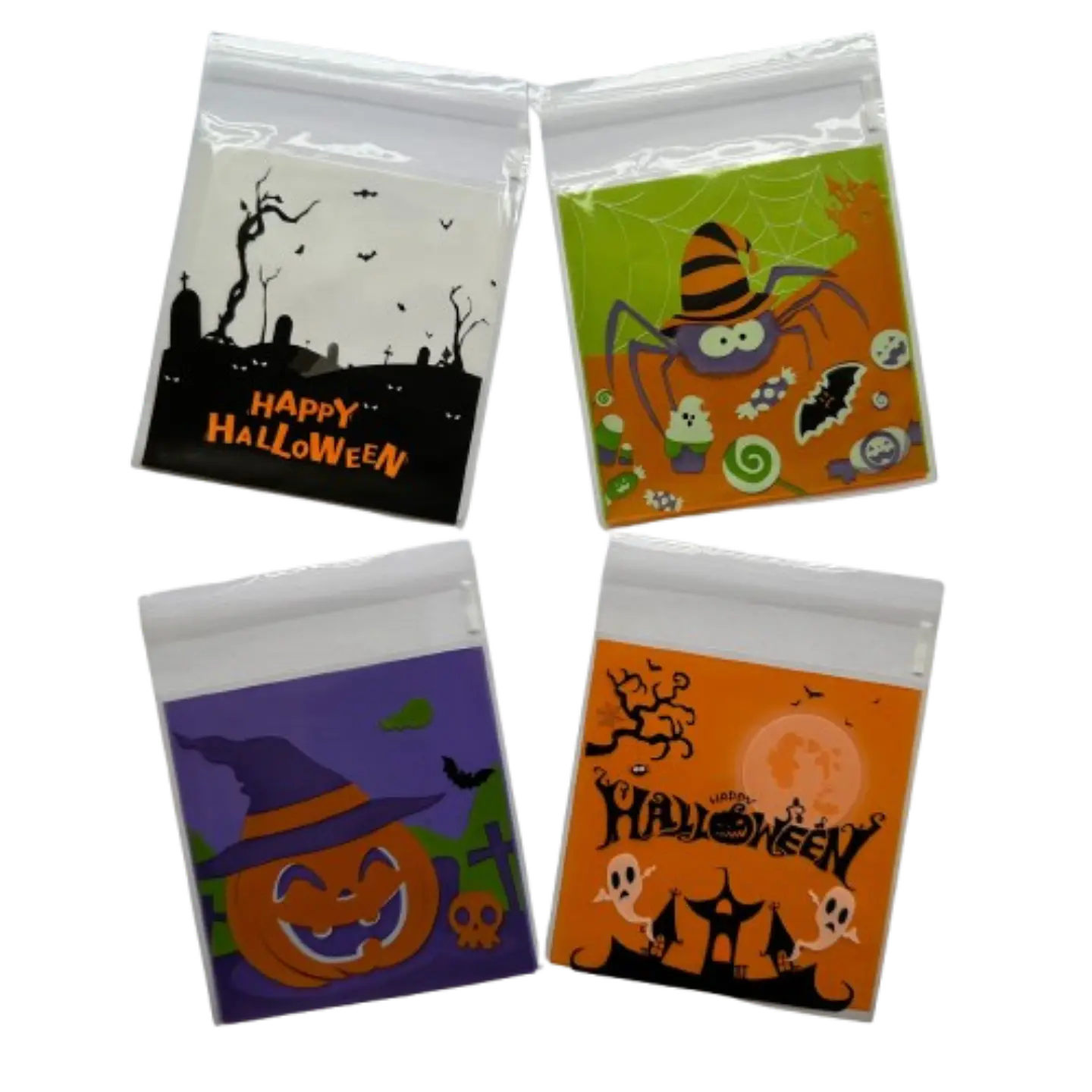 Bolsas Halloween B Celofan Autoadhesivas 100un 10x10+2cm 1