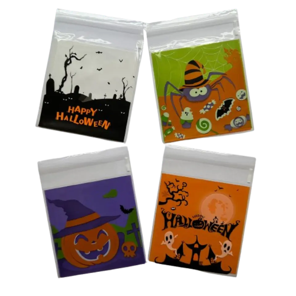 Bolsas Halloween B Celofan Autoadhesivas 100un 10x10+2cm 1
