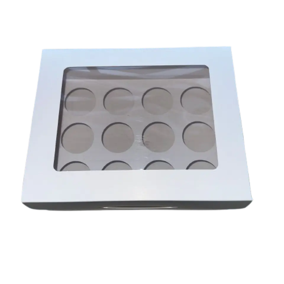 Pack 5 Caja Con Ventana Para 12 Shot 60ml Cartulina Blanca 1