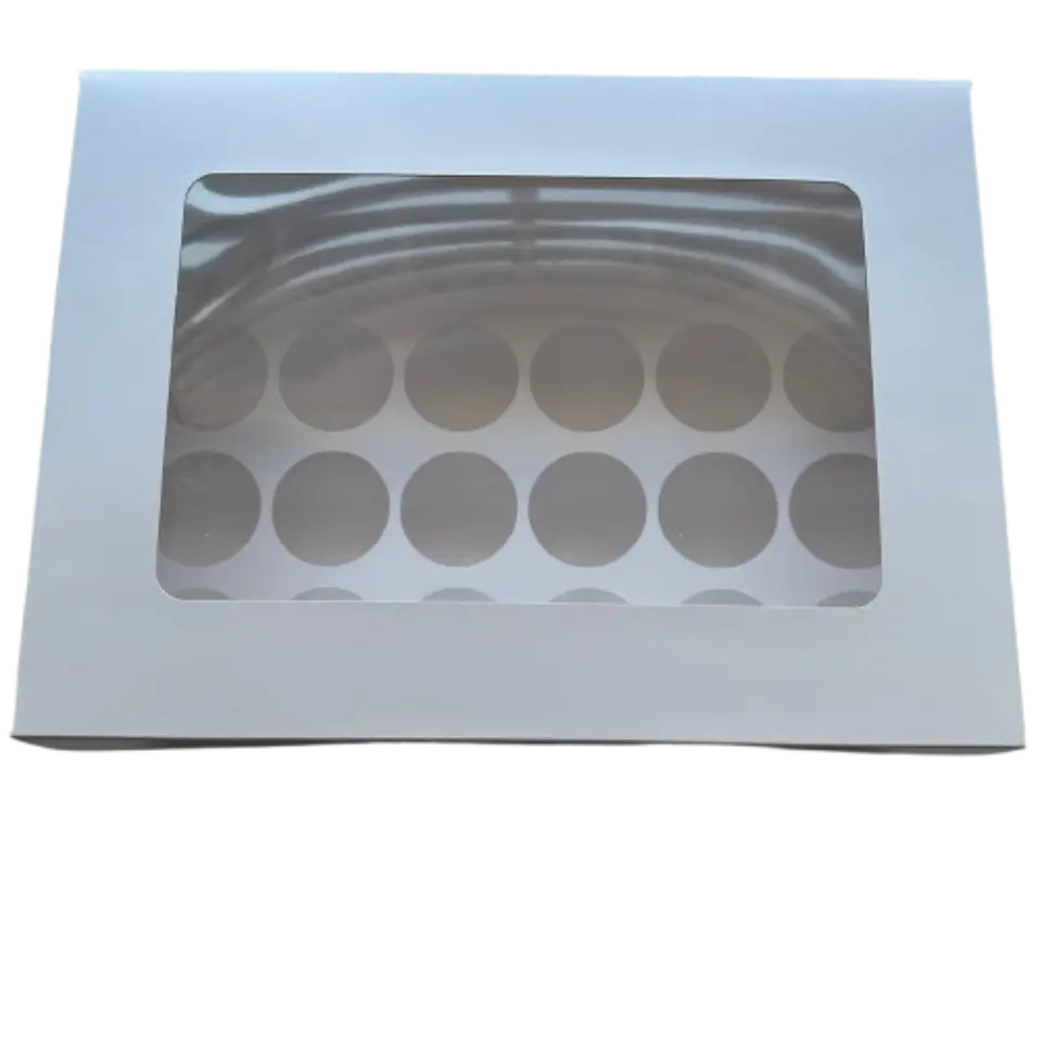 Pack 5 Caja Con Ventana Para 24 Shot 60ml Cartulina Blanca 1
