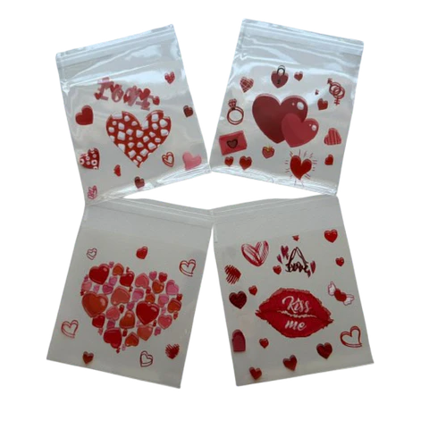 Bolsas San Valentin B Celofan Autoadhesivas 100un 10x10+2cm