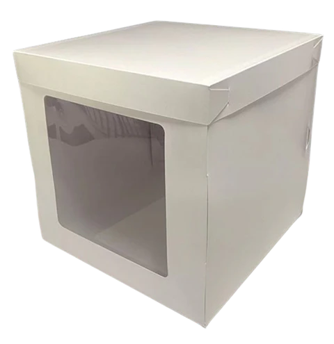 Pack 5 Caja Mini Torta Cubo Con Ventana Blanca 20x20x20cm