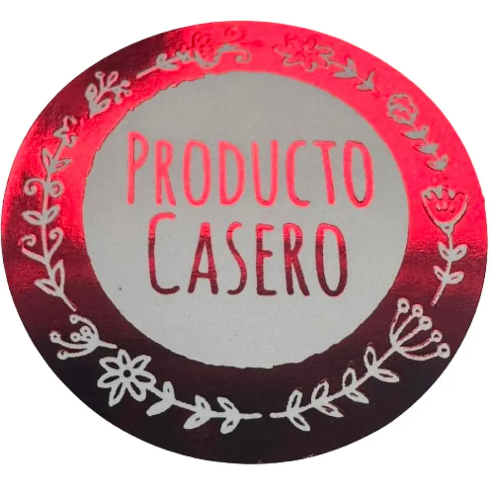 Sticker Producto Casero Rojo 100un 38mm 1